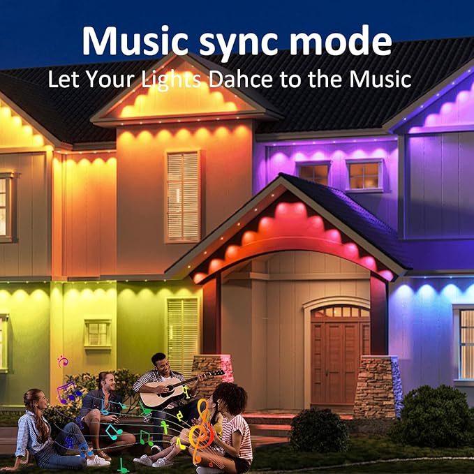 300FT Permanent Outdoor Lights, RGB LED Eaves Lights with IP67 Waterproof, Smart App Remote Control, Music Sync, for Christmas, Party, All Holiday Decorations