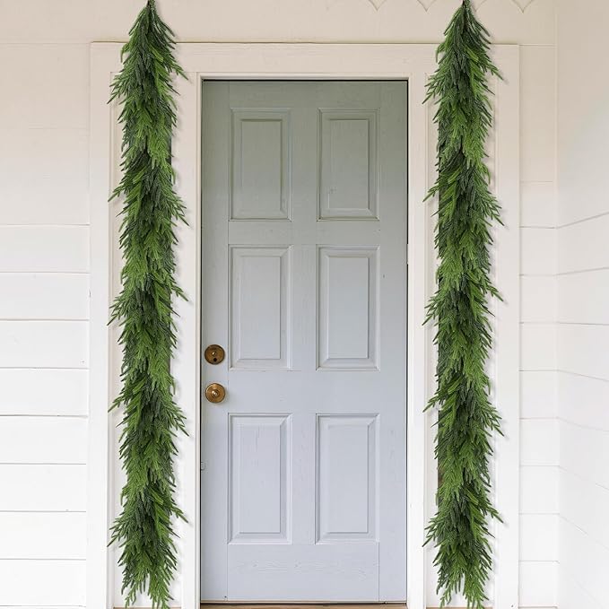 6FT Artificial Norfolk Pine Garland, Realistic Real Touch Christmas Garland, Faux Fake Greenery Garlands for Table, Mantle, Window, Stairs, Fireplace, Outdoor Indoor Christmas Decorations(1Pcs)