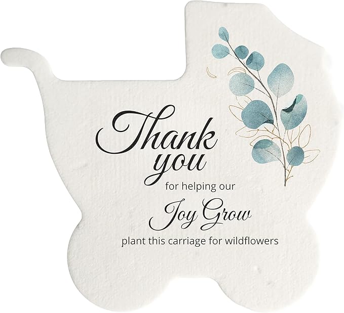 Baby Carriage Seed Paper – 24 pcs Green Baby Shower Favors for Guests with Wildflower Seeds, Writable & Plantable, Gender Reveal, Birthday Gifts for Guest
