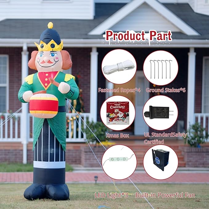 8FT Christmas Inflatable Nutcracker Soldier Outdoor Decorations, Xmas Blow up Yard Decorations,Santa Soldier with Lights for Indoor Outdoor Patio Garden Xmas Decor