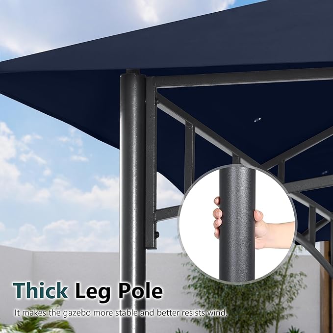 MASTERCANOPY Outdoor Garden Gazebo for Patios with Stable Steel Frame and Netting Walls (10x12,Navy Blue)