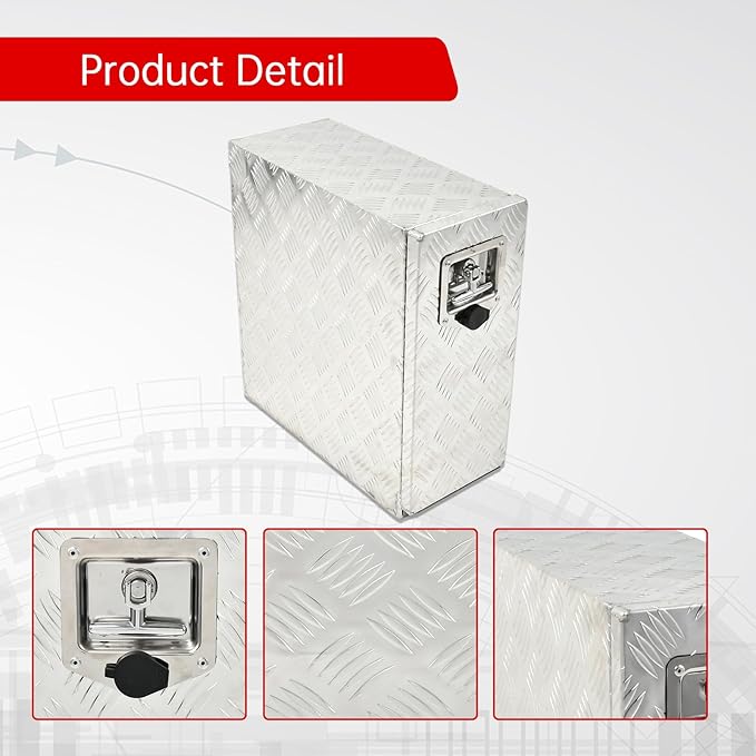 18 Inch Heavy-Wall Aluminum Truck Bed Tool Box With 5 Drawers W/Lock T-Handle Latch Keys For Storage Silver 7.75(L) x 18(W) x 18.75(H)