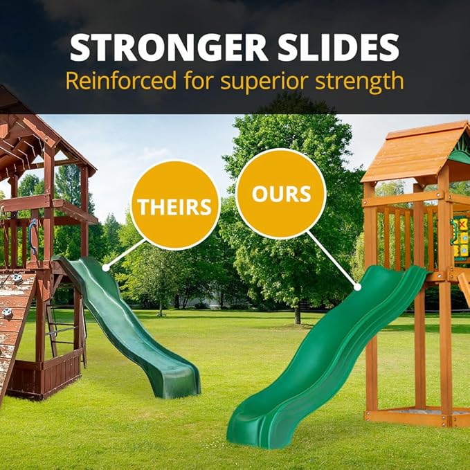 Gorilla Playsets 01-1033 Ozark II Wood Swing Set with Green Vinyl Canopy, Rock Wall, and Punching Ball