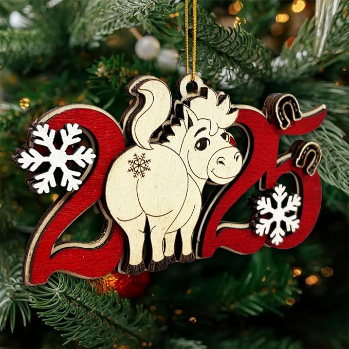 2025 Horse Christmas Ornament – Wooden Holiday Tree Decoration – Cute Horse Keepsake Ornament, Farm Animal Collectible Gift for Christmas 2025