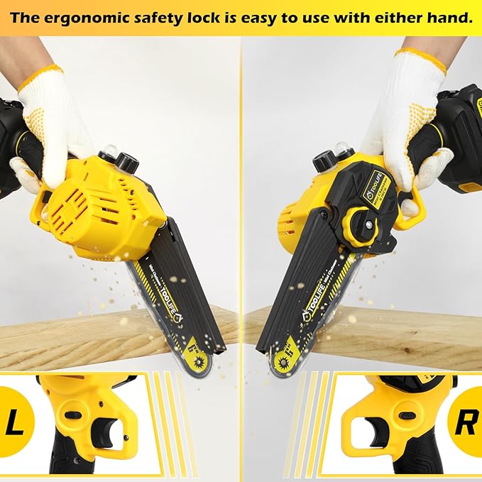 Mini Chainsaw Cordless, 6" Handheld Electric Portable Chain Saw, 21V Rechargeable Battery Powered, Christmas Gifts for Dad, 50, 60, Stocking Stuffer for Men Husband Grandpa, Yard, Garden Tools