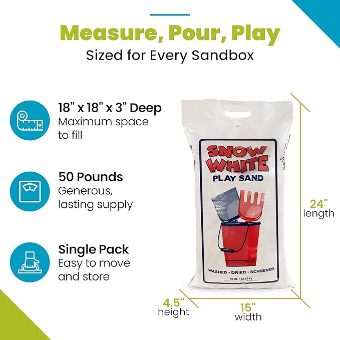 2 Pack Large 50 Pound Play Sand, Finely Graded, Fully Washed and Easy to Use for Children's Art, Trays, and Sandbox