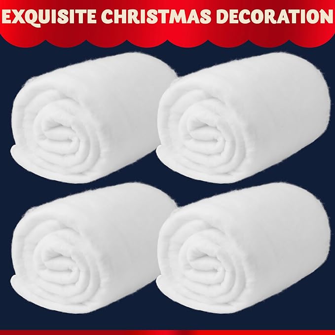JOYIN Christmas Snow Blanket Roll (3x8 Ft,1 Pcs) for Christmas Decoration,Thick White Soft and Artificial Snow Blankets for Under The Xmas Tree Xmas Decor, Holiday and Winter Village Displays