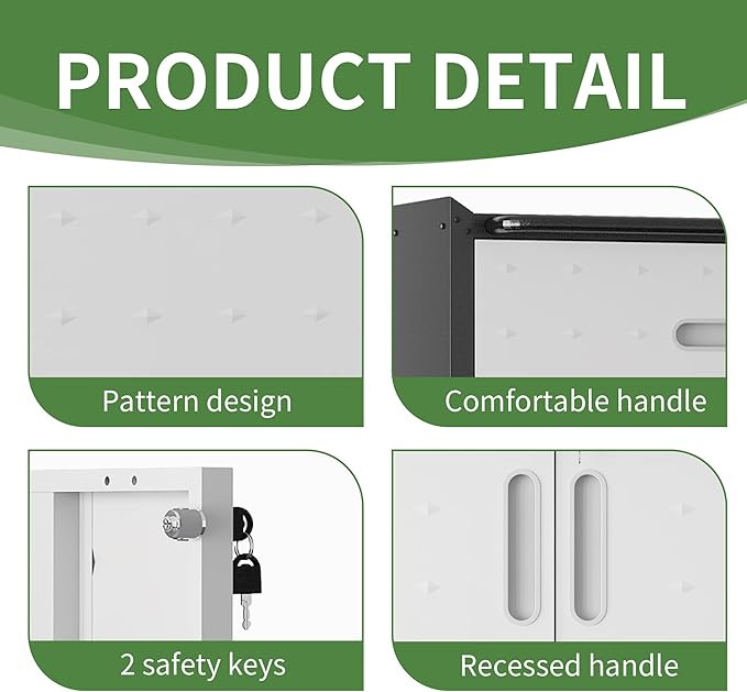 Metal Tool Cabinet,Garage Storage Cabinet System,Wall Cabinet & Locking Rolling Tool Cabinet with Doors and Adjustable Shelves,Steel Tool Cabinets for Home (2 Pcs-StyleB, Black & Grey)