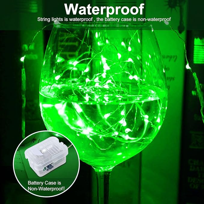 AIKEI 24 Pack LED Fairy Lights Battery Operated, String Lights Waterproof 7 Feet 20 Led Firefly Starry Lights for Wedding Party Bedroom Garden Christmas Decoration Green