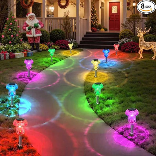 Solar Lights Outdoor, 8 Pack Mushroom Lights Outside Waterproof, Solar Powered LED Lighting for Garden, Yard, Landscape, Path, Pathway, Lawn, Walkway, Driveway, Backyard Decor (Color Changing)