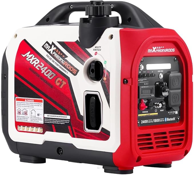 maXpeedingrods 2400 Watt Portable Inverter Generator Gas Powered, Bluetooth? App Remote Data Monitor,Only 33lbs, Compact and Lightweight for Outdoor Camping, Home Use