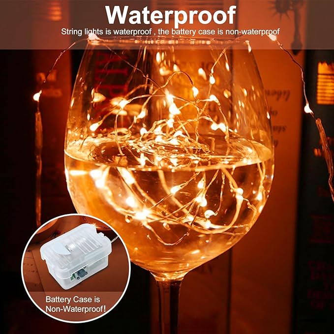 AIKEI 12 Pack LED Fairy Lights Battery Operated, Halloween String Lights Waterproof 7 Feet 20 Led Firefly Starry Lamps for Wedding Party Bedroom Garden Christmas Decoration, Orange