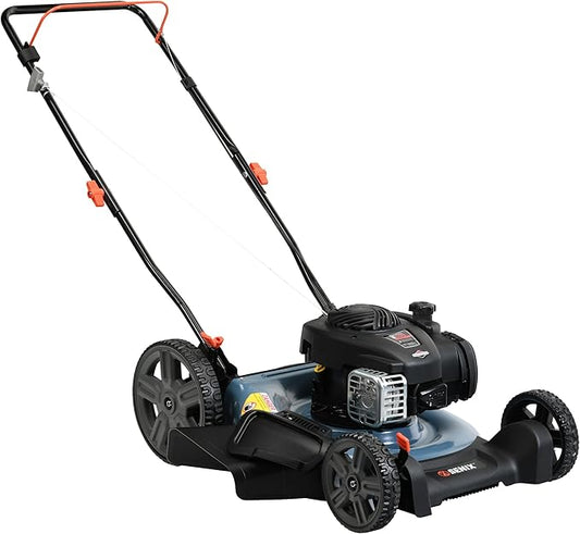 SENIX 21-Inch Gas Push Lawn Mower with 140 cc 4-Cycle Briggs & Stratton Engine, Mulching and Side Discharge, 6-Position Dual Lever Height Adjustment (LSPG-M6)