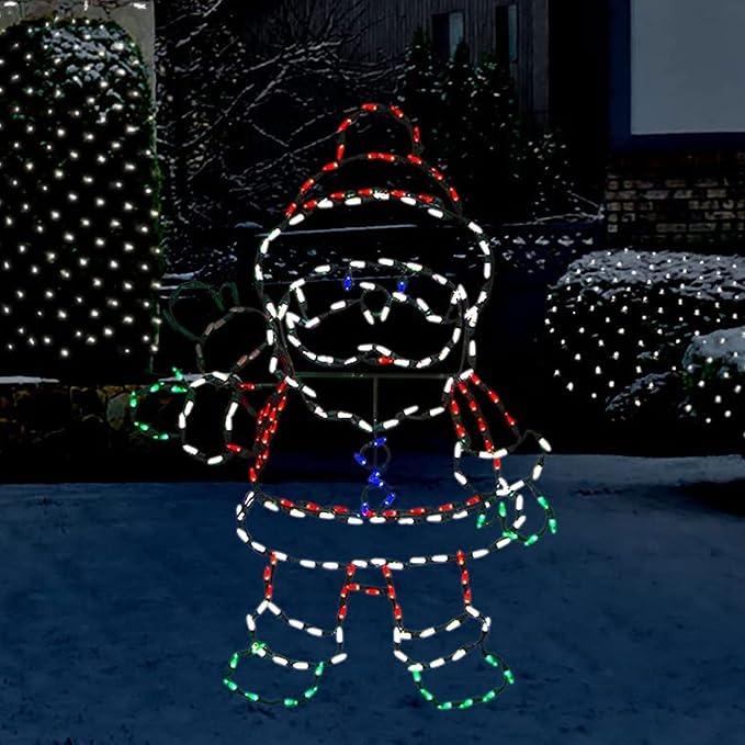 PRODUCTWORKS Pro-Line 48 Inch Waving Santa Indoor/Outdoor Christmas Yard Decoration, 200 Animated LED Multi-Color Lights