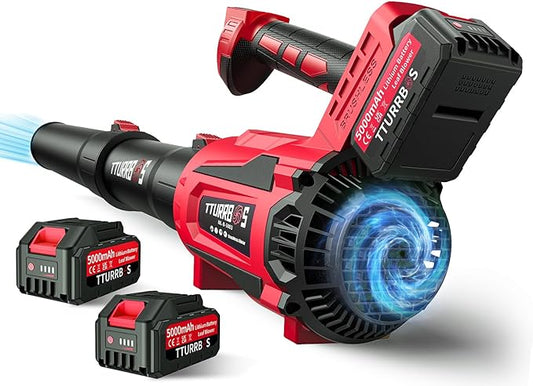 Leaf Blower Cordless - 650CFM Brushless Motor Leaf Blower with 6-Speed Control & Ergonomic Handle - Includes 2 x 5.0Ah Batteries & Fast Charger - Blowers for Lawn Care, Yard, Patio, Leaves, Snow, Dust