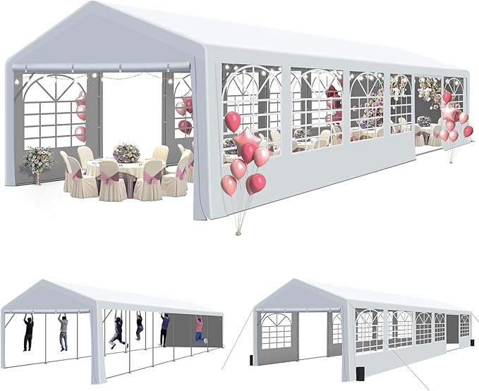 GARTOO 20' x 40' Canopy Party Tent - Heavy Duty Outdoor Wedding Gazebo with 4 Sand Bags, Event Shelter Canopy for Outdoor Event, Wedding, Birthday Party
