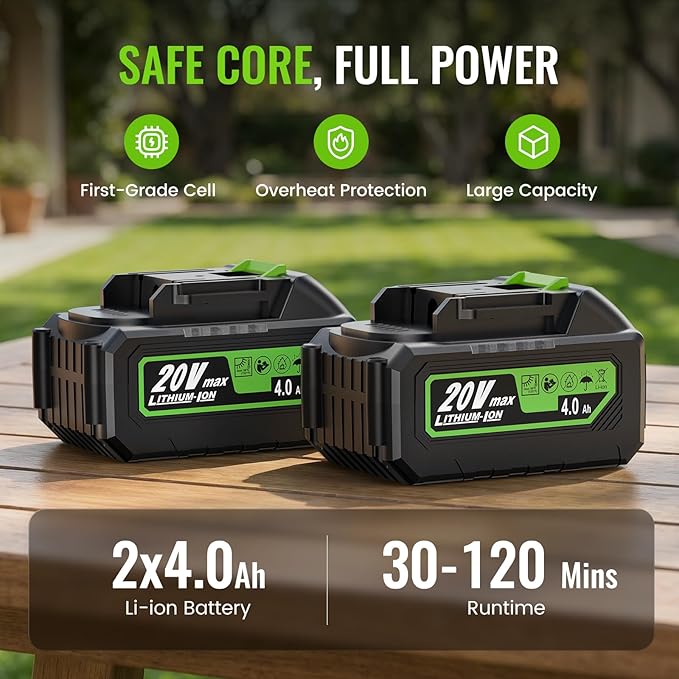 Leaf Blower Cordless, 680CFM Leaf Blowers with 2 x 4.0Ah Batteries & Charger, 5-Speed Brushless Motor, Lightweight Snow Blower Grass Blowers for Lawn Care, Patio, Yard, Blows Leaves, Snow