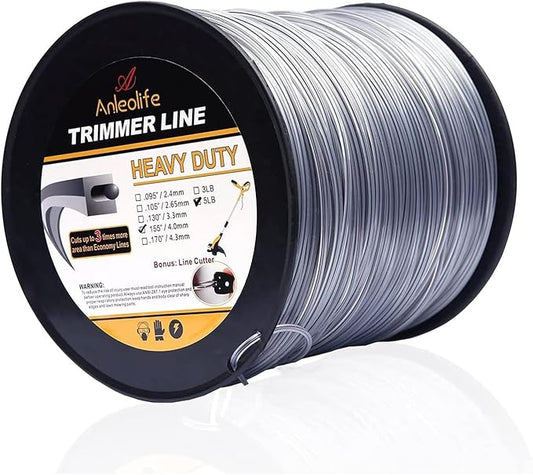 A ANLEOLIFE 5-Pound Heavy Duty Square .155-Inch-by-442-ft String Trimmer Line in Spool, with Built-in Line Cutter