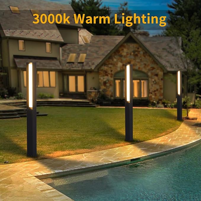 Landscape Path Light, 71" Modern Outdoor LED Pathway Lights, IP54 Waterproof Bollard Lighting for Yard, Driveway, Lawn, Courtyard & Garden Decoration