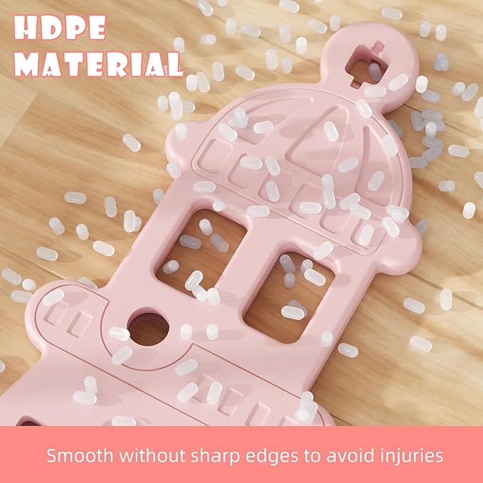 KORIMEFA 4-in-1 Kids Slide and Swing Set, Toddler Slide with Basketball Hoop, Swing, Outdoor Indoor Playground for Toddlers 1-3 (4 in 1-Pink)