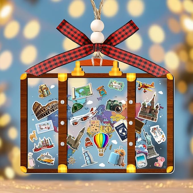 Tesuivra Personalized Christmas Ornaments 2025 - World Globe Traveler Ornament for Christmas Tree Travel Adventures Vacation Gifts Holiday Decoration