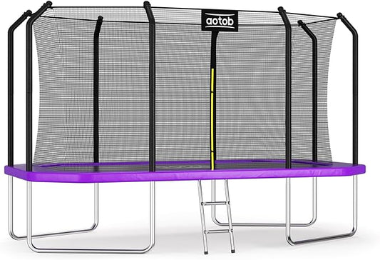 AOTOB 8×12 FT ，8×14 FT Rectangle Trampoline - Perfect Outdoor Large Trampolines for Kids - Gymnastics Style Trampoline with Enclosure Net - Supports Up to 440 lbs