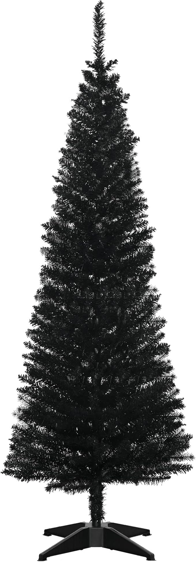 HOMCOM 5' Artificial Pencil Christmas Tree, Slim Xmas Tree with 294 Realistic Branch Tips and Plastic Stand, Black