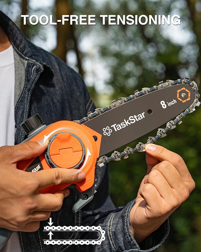 8-Inch Cordless Pole Saw, Electric Pole Saws for Tree Trimming, 2¡¿4000mAh Batteries, 600W Powerful Motor, Max Reach 15Ft, Tool-Free Chain Tensioning, Auto Lubrication