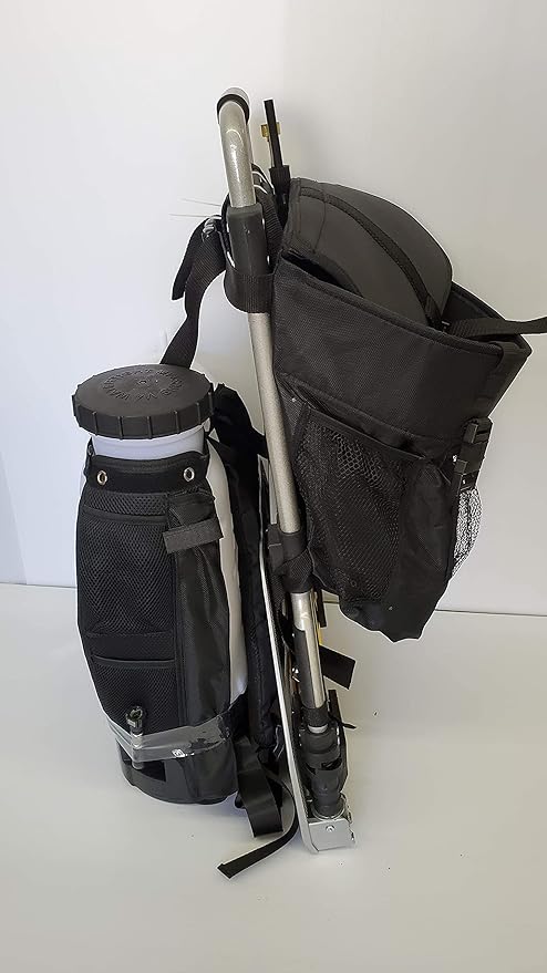 Backpack Sprayer MY4SONS M4 4-Gallon - Cordless Water Sprayer for Plants, Refillable Pressurized Sprayer, Adjustable Wand, Heavy Duty - Includes 15ft Extension Hose - 7-inch Wheels Cart w/Secure Strap