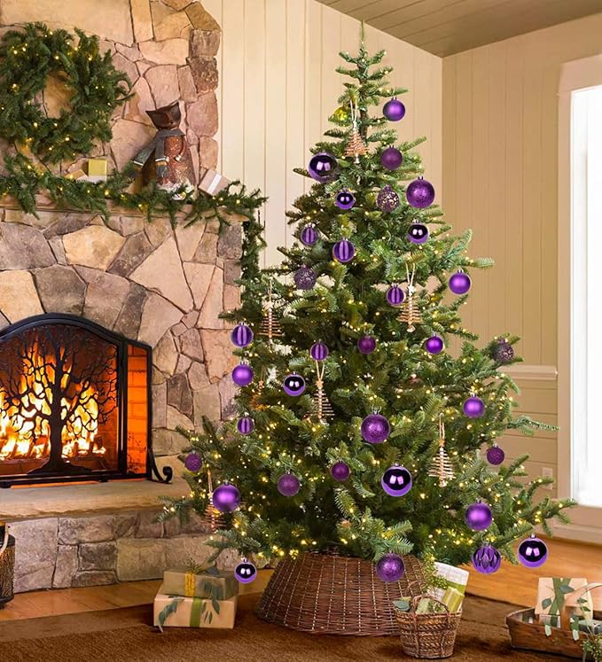 30PCS 2" Christmas Ball Ornaments Shatterproof Purple Christmas Tree Decorations Xmas Tree Balls Halloween Ornaments Décor