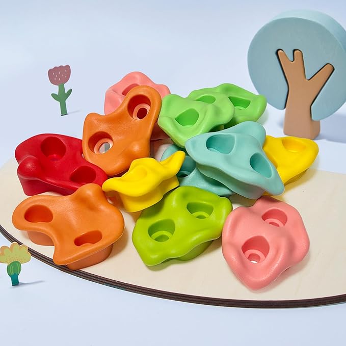 30 PCS Large Rock Climbing Holds for Kids, Extra Large Climbing Rock Wall Grips, Adult Rock Wall Holds Rock Wall Climbing Kit with Hardware for Indoor and Outdoor Climbing Wall Holds£¨Pastel Color£©