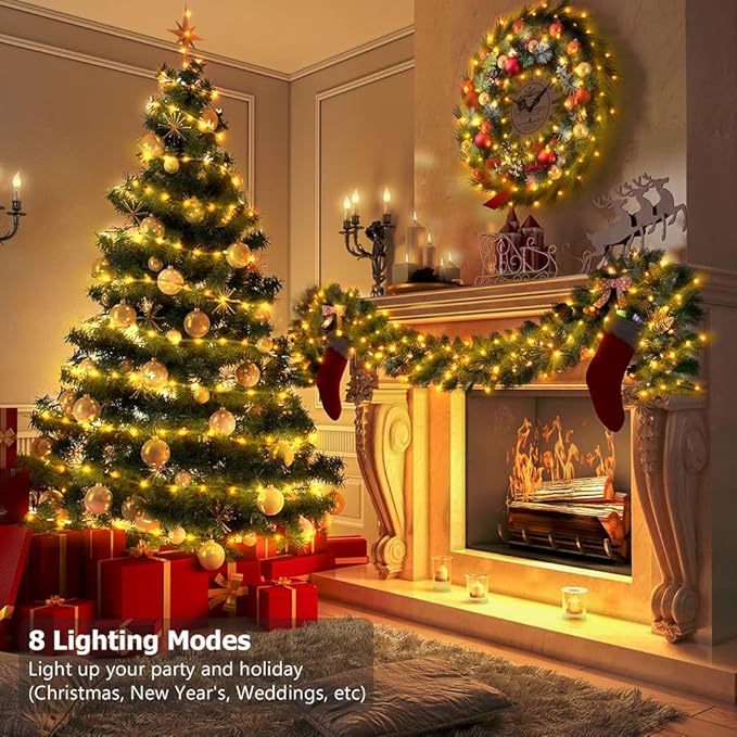 4 Pack - 16.5ft Battery Operated String Lights, 50 LED Twinkle Fairy String Lights Battery Powered with Timer for Indoor Outdoor Christmas Trees Wreath Decoration Party Bedroom - Warm White