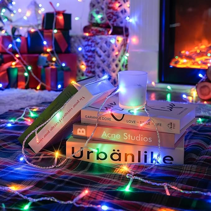 JMEXSUSS 2 Pack 100LED Multicolor String Lights Indoor, 33 Ft Connectable Multicolor Christmas Lights Outdoor Waterproof, 8 Modes Colorful String Lights Plug in for House Tree Party