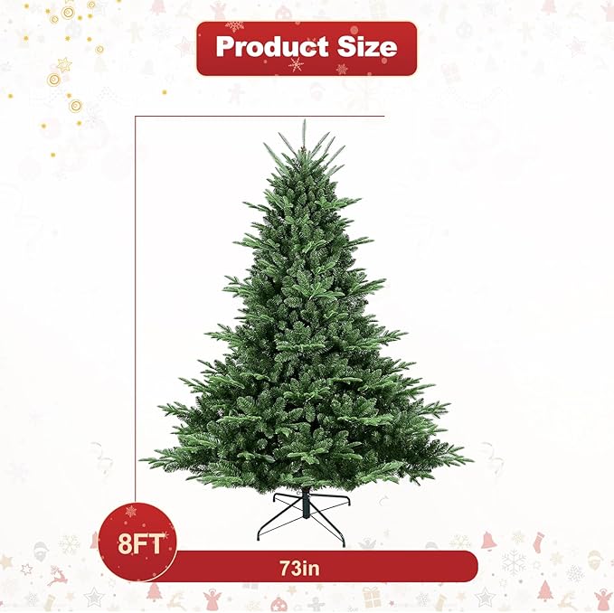 8FT Christmas Tree Simulate Nature Advanced Materials Premium Hinged Blue Spruce Artificial Douglas Firs Tree，Christmas Holiday Party Atmosphere Decoration New Year Celebration Xmas Tree