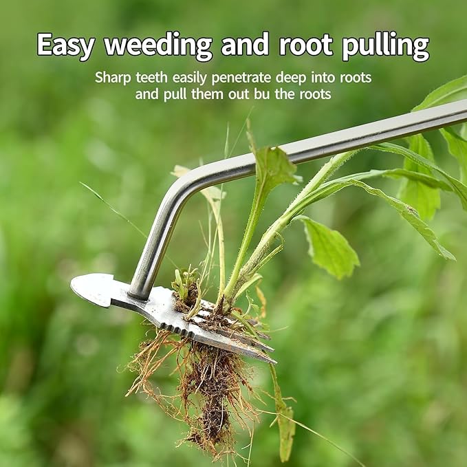 Weed Puller Tool,2025 New Portable Garden Weeder Puller Tool,Weeding Artifact Uprooting Weeding Tool 4 Teethes Dual Purpose Manual Hand Weeders Tool for Gardening Vegetable Backyard Farm Planting