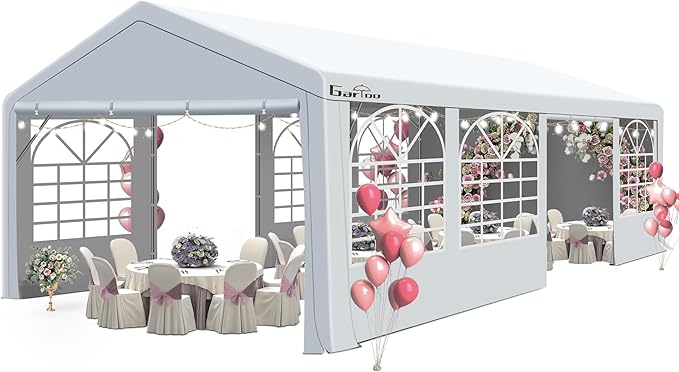 GARTOO 13' x 26' Canopy Party Tent & Carport - Heavy Duty Outdoor Wedding Gazebo with 4 Sand Bags, Event Shelter Canopy for Outdoor Event, Wedding, Birthday Party