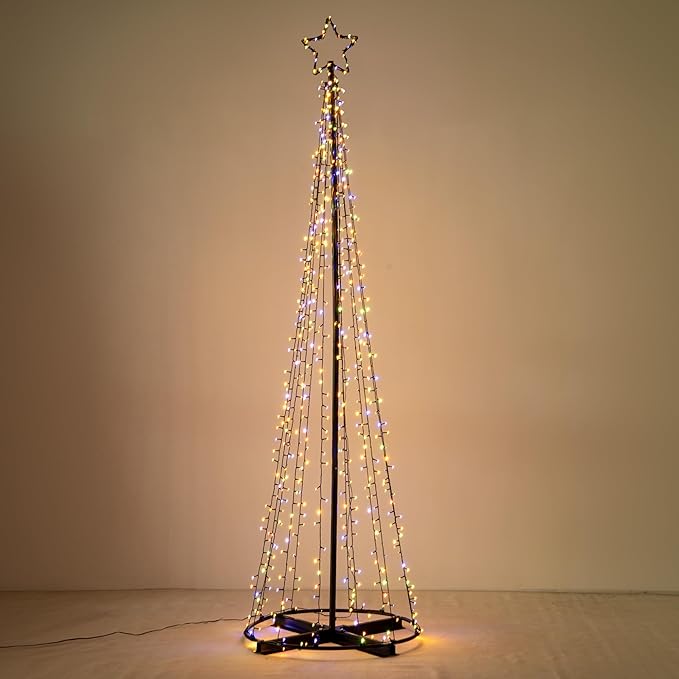 Yescom 9' Large 640 LED Christmas Tree Lights Outdoor with Star Top Cone Solar 8 Function Yard Shopping Mall Cafe Restaurant Store Bar Deck Event Holiday Xmas Decoration Multi-Color Vast-Starry