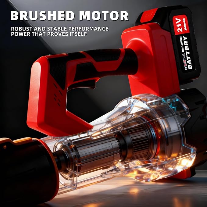 6-Speed Modes Cordless Leaf Blower 21V,200MPH High-Velocity Electric Blower,Lightweight for Dry/Wet Leaves,Lawn Debris,Garage and Driveway Cleaning,Red