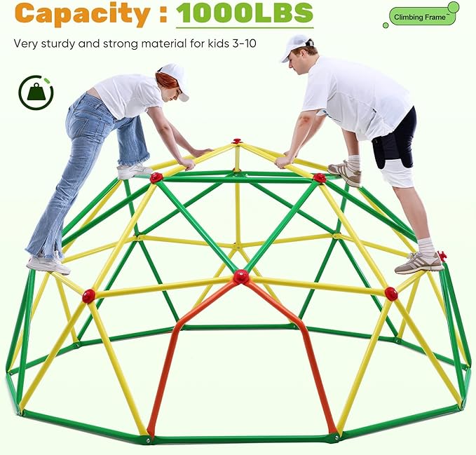 Zupapa 10FT Climbing Dome, Outdoor Wide Door Dome Climber for Kids Supporting 1000 lbs, Easy Assembly Playground Jungle Gym Backyard Play Equipment