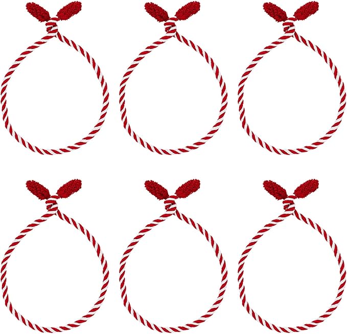 Haute Decor Decorative Garland Ties, 6 Pack, 20 inches (Red and White) - Hang Garland, Lights, Decorations