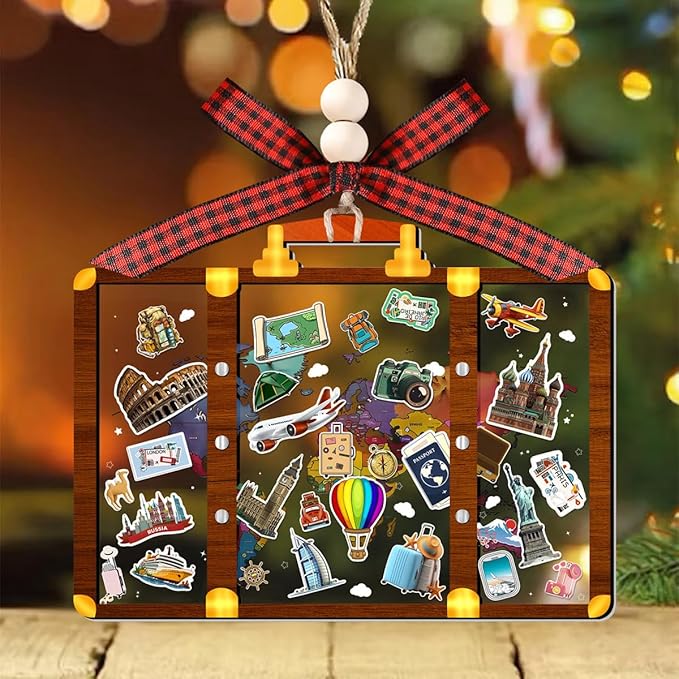 Tesuivra Personalized Christmas Ornaments 2025 - World Globe Traveler Ornament for Christmas Tree Travel Adventures Vacation Gifts Holiday Decoration