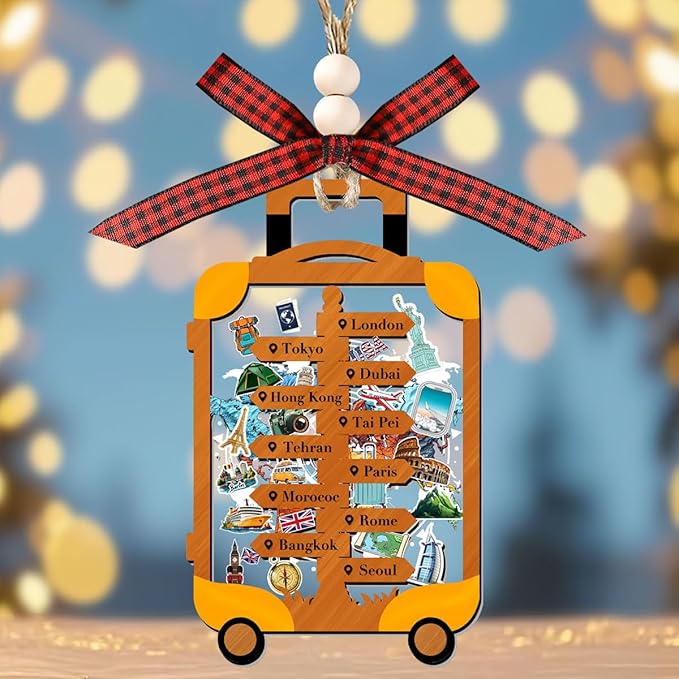 Tesuivra Personalized Christmas Ornaments 2025 - World Globe Traveler Ornament for Christmas Tree Travel Adventures Vacation Gifts Holiday Decoration