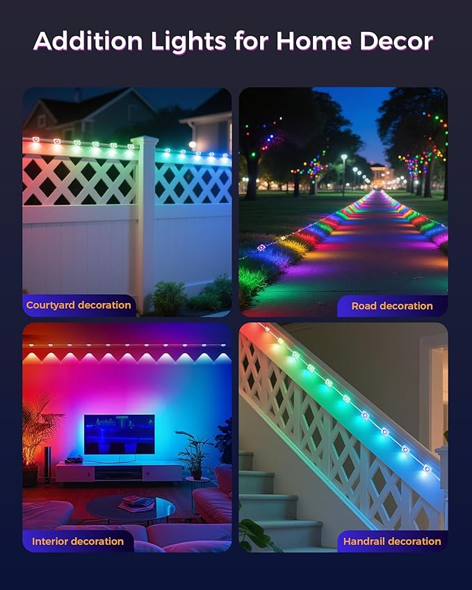 Permanent Outdoor Lights for House, 100ft Smart RGB LED Eave Lights Outdoor Decor with App/Remote Control, IP67 Waterproof Lighting with Multi Scene Modes for Christmas, Daily, Party, Holiday