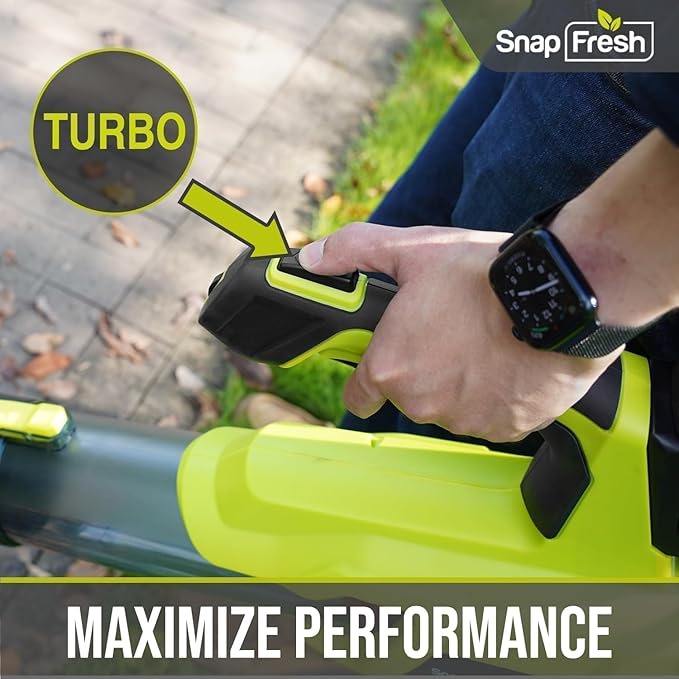 SnapFresh 20V Brushless Cordless Leaf Blower, 550 CFM / 120 MPH, 4.0Ah Battery & Fast Charger, 7-Speed w/Turbo Mode, Lightweight Electric Handheld Blowers for Lawn Care, Snow, Patio, Yard & Sidewalk
