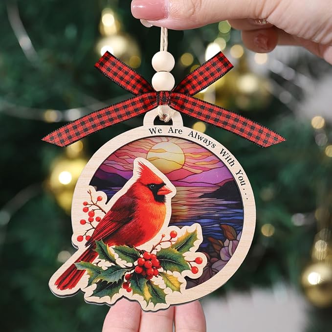 Tesuivra Cardinal Christmas Ornaments for Christmas Tree Decor - Red Cardinal Keepsake Decorative Hanging Ornament - Memorial Gifts for Loss of Loved One