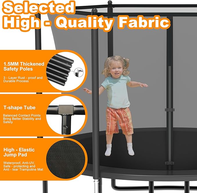 DeepRoar 2026 Upgraded 8FT 10FT 12FT 14FT 15FT 16FT Outdoor Tranpoline for Kids, Big tranpoline with Basketball Hoop, Lights, Sprinkler & Socks, Heavy Duty tranpoline 1500LB, ASTM Approved Tranpoing