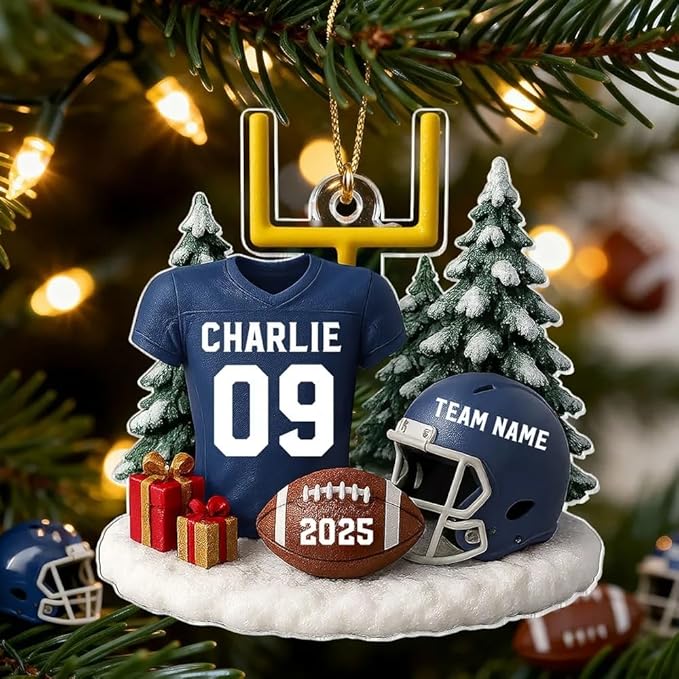 Personalized Football Christmas Ornament, Football Ornament, Footballs Ornaments Christmas Tree Hanging Ornaments Tree Decorations, Proud American Footballs Player Uniform /5