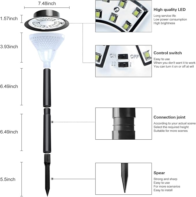 Solar Pathway Lights Outdoor, 2 Pack Upgraded Solar Outdoor Lights Super Bright Up to 12 Hrs, IP65 Waterproof Solar Garden Lights Outdoor Solar Lights for Yard Landscape Path Walkway