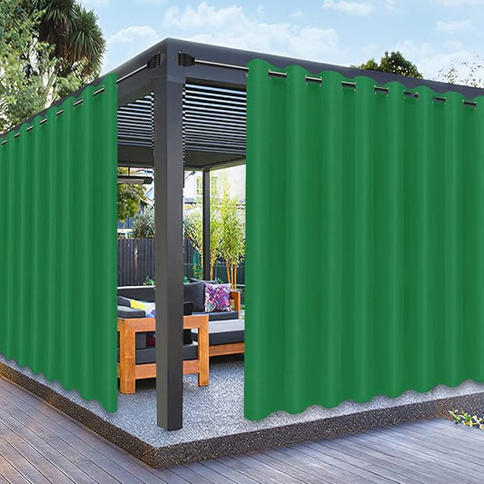 PureFit Outdoor Curtains for Patio Waterproof Weatherproof, UV Resistant Outside Curtains for Gazebo, Front Porch, Pergola, Sun Blocking Privacy Curtain, 120W x 108L inch, 1 Panel, Green