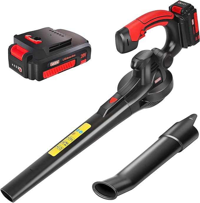 MZK Cordless Leaf Blower,20V Battery Powered Leaf Blower for Lawn Care, Electric Lightweight Mini Hand Blower(Battery & Charger Included) for Blowing Leaves, Patio Cleaning, Lawn Care and Dust